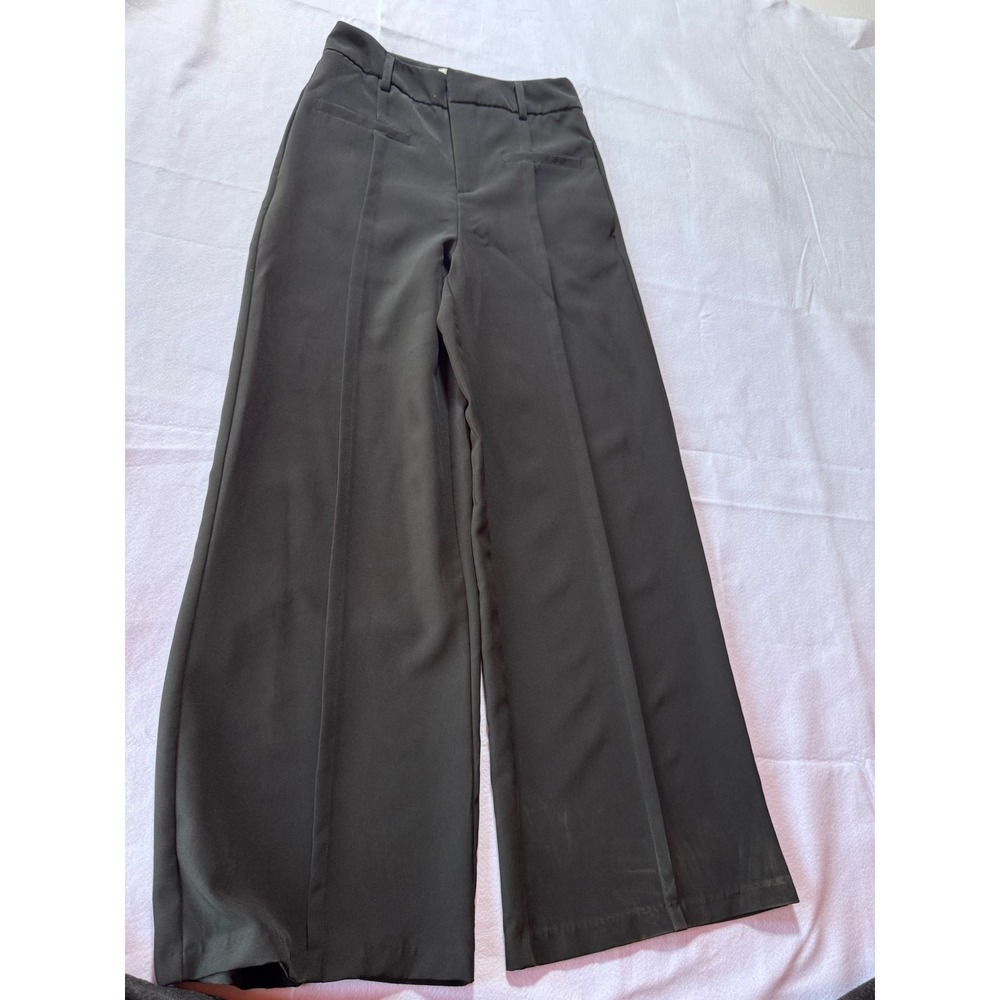 By Design Black Wide Leg Trousers High Waisted Dress Pants Size 2 Pleated Front